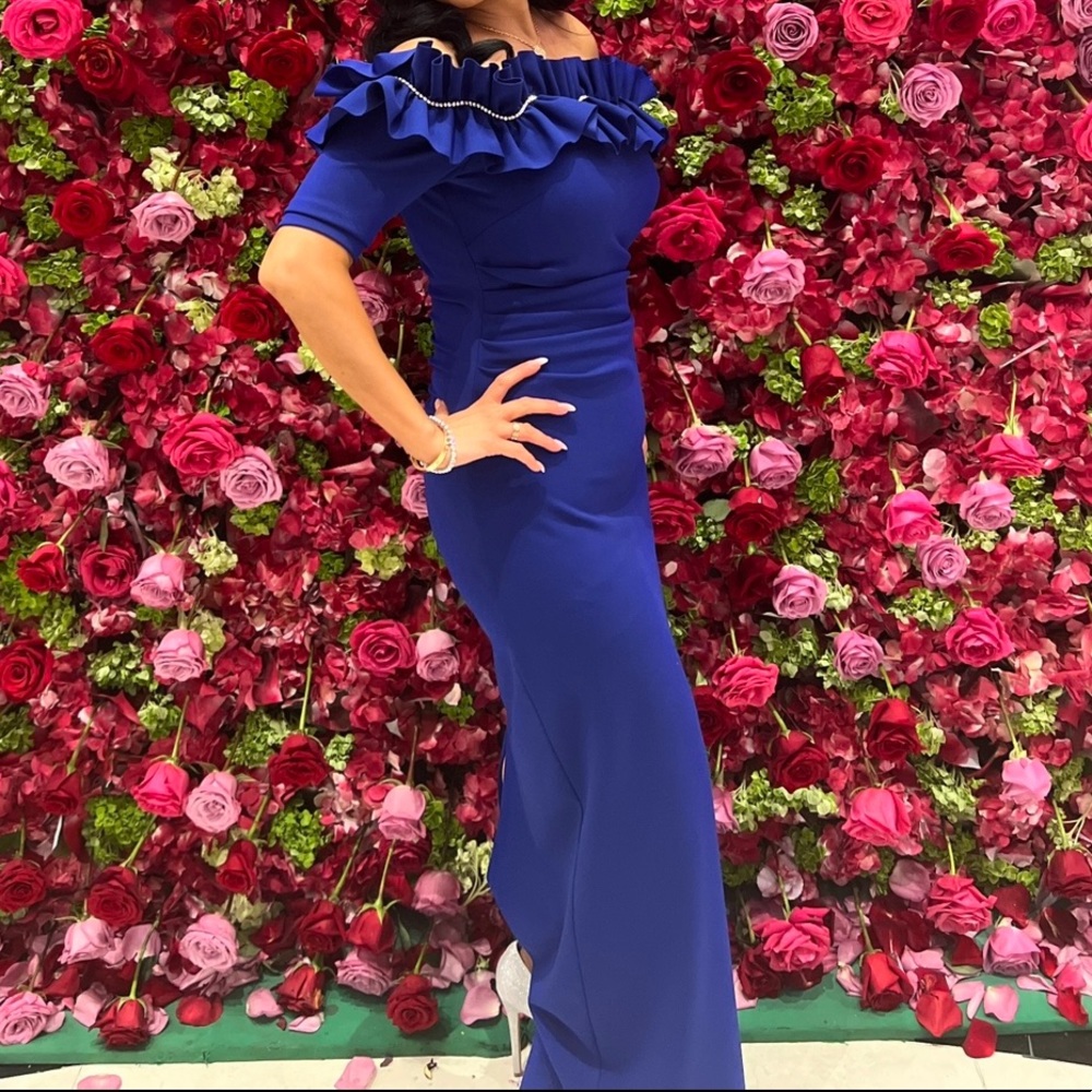 Beautiful royal blue dress!! Bought plain added all details to it and diamonds